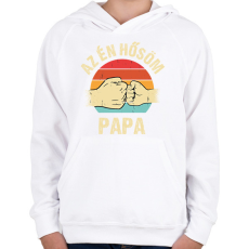 PRINTFASHION Az én hősöm papa - Gyerek kapucnis pulóver - Fehér
