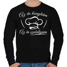 PRINTFASHION Az én konyhám, az én szabályaim - Férfi pulóver - Fekete