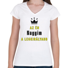 PRINTFASHION Az én nagyim - Női V-nyakú póló - Fehér