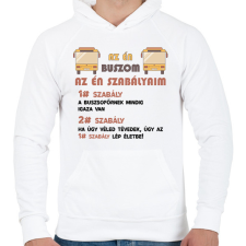 PRINTFASHION Az én szabályaim - Férfi kapucnis pulóver - Fehér férfi pulóver, kardigán