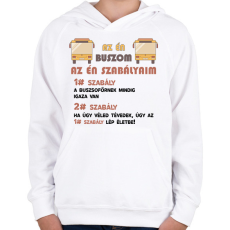 PRINTFASHION Az én szabályaim - Gyerek kapucnis pulóver - Fehér