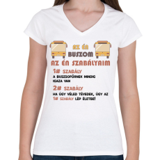 PRINTFASHION Az én szabályaim - Női V-nyakú póló - Fehér