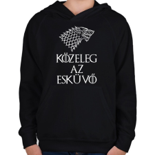PRINTFASHION Az esküvő közeleg - Gyerek kapucnis pulóver - Fekete gyerek pulóver, kardigán