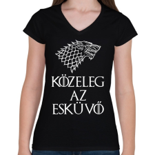 PRINTFASHION Az esküvő közeleg - Női V-nyakú póló - Fekete női póló