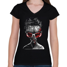 PRINTFASHION Az idegen - Női V-nyakú póló - Fekete