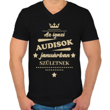 PRINTFASHION Az igazi Audisok - Hónappal - Férfi V-nyakú póló - Fekete férfi póló