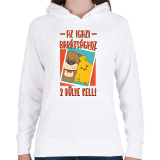 PRINTFASHION Az igazi barátsághoz 2 hülye kell - Női kapucnis pulóver - Fehér