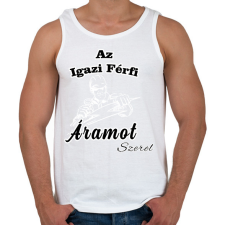 PRINTFASHION Az igazi férfi áramot szerel - Férfi atléta - Fehér atléta, trikó