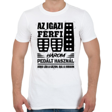 PRINTFASHION Az igazi férfi három pedált használ - Férfi póló - Fehér