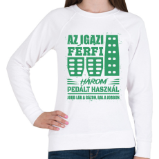 PRINTFASHION Az igazi férfi három pedált használ - Női pulóver - Fehér