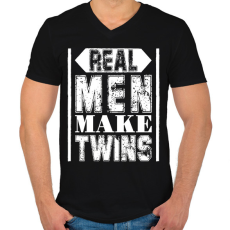 PRINTFASHION Az igazi férfiak - Férfi V-nyakú póló - Fekete