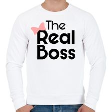 PRINTFASHION Az igazi főnök! - Férfi pulóver - Fehér férfi pulóver, kardigán