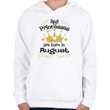 PRINTFASHION Az igazi hercegnők augusztusban születnek - Gyerek kapucnis pulóver - Fehér gyerek pulóver, kardigán