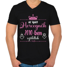 PRINTFASHION Az igazi hercegnők - Évszámmal - Férfi V-nyakú póló - Fekete