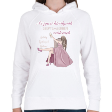 PRINTFASHION Az igazi királynők szeptemberben születnek - Női kapucnis pulóver - Fehér női pulóver, kardigán