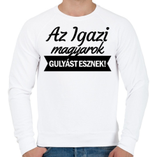 PRINTFASHION Az igazi magyarok gulyást esznek - Férfi pulóver - Fehér férfi pulóver, kardigán