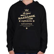 PRINTFASHION Az igazi Mazdások - Hónappal - Gyerek kapucnis pulóver - Fekete gyerek pulóver, kardigán