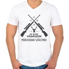 PRINTFASHION Az igazi vadászok - Férfi V-nyakú póló - Fehér férfi póló