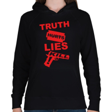 PRINTFASHION Az igazság fáj, a hazugság öl - Női kapucnis pulóver - Fekete női pulóver, kardigán
