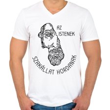 PRINTFASHION Az istenek szakállat hordanak - Férfi V-nyakú póló - Fehér férfi póló