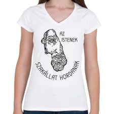 PRINTFASHION Az istenek szakállat hordanak - Női V-nyakú póló - Fehér női póló