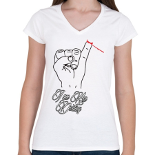 PRINTFASHION Az Ő végzete én vagyok - Női V-nyakú póló - Fehér női póló