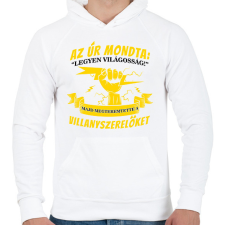 PRINTFASHION Az úr megteremtette a villanyszerelőket fehér - Férfi kapucnis pulóver - Fehér férfi pulóver, kardigán