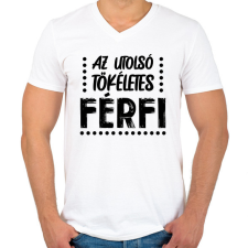 PRINTFASHION Az utolsó tökéletes férfi - Férfi V-nyakú póló - Fehér férfi póló