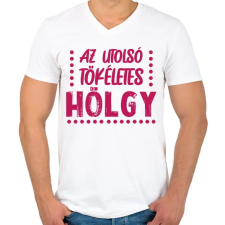 PRINTFASHION Az utolsó tökéletes hölgy - Férfi V-nyakú póló - Fehér férfi póló