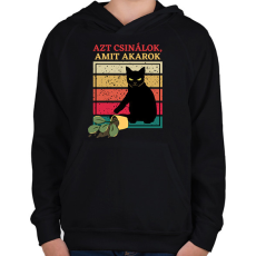 PRINTFASHION Azt csinálok, amit akarok - Vicces macskás minta - Gyerek kapucnis pulóver - Fekete