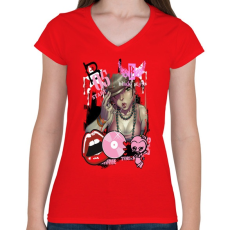 PRINTFASHION B 05 - Női V-nyakú póló - Piros