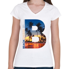PRINTFASHION B BEACH - Női V-nyakú póló - Fehér