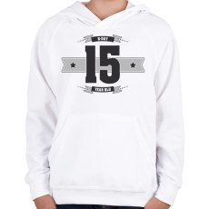 PRINTFASHION b-day-15-dark-lightgrey - Gyerek kapucnis pulóver - Fehér