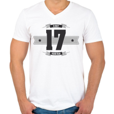 PRINTFASHION b-day-17-dark-lightgrey - Férfi V-nyakú póló - Fehér férfi póló