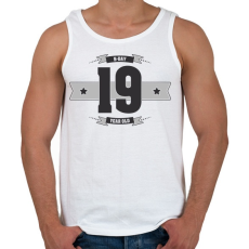 PRINTFASHION b-day-19-dark-lightgrey - Férfi atléta - Fehér