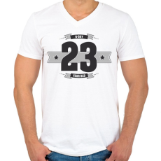 PRINTFASHION b-day-23-dark-lightgrey - Férfi V-nyakú póló - Fehér