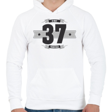 PRINTFASHION b-day-37-dark-lightgrey - Férfi kapucnis pulóver - Fehér férfi pulóver, kardigán