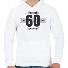 PRINTFASHION b-day-60-dark-lightgrey - Férfi kapucnis pulóver - Fehér férfi pulóver, kardigán