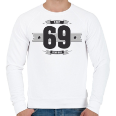 PRINTFASHION b-day-69-dark-lightgrey - Férfi pulóver - Fehér