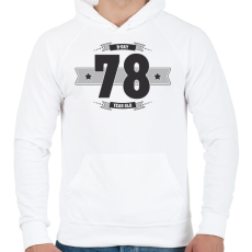 PRINTFASHION b-day-78-dark-lightgrey - Férfi kapucnis pulóver - Fehér