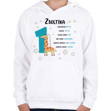 PRINTFASHION Baba adatok (fiú) - Gyerek kapucnis pulóver - Fehér gyerek pulóver, kardigán