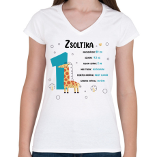 PRINTFASHION Baba adatok (fiú) - Női V-nyakú póló - Fehér