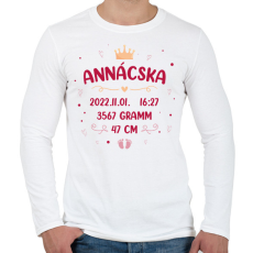 PRINTFASHION Baba adatok - Kislány - Férfi hosszú ujjú póló - Fehér