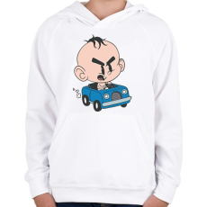 PRINTFASHION Baba autó - Gyerek kapucnis pulóver - Fehér