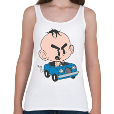 PRINTFASHION Baba autó - Női atléta - Fehér női trikó