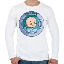 PRINTFASHION Baba érkezik - Férfi hosszú ujjú póló - Fehér férfi pulóver, kardigán