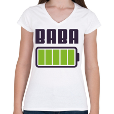 PRINTFASHION Baba feltöltve - Női V-nyakú póló - Fehér női póló