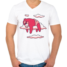 PRINTFASHION Baba Lajhár - Férfi V-nyakú póló - Fehér férfi póló