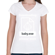 PRINTFASHION Baba letöltése - Női V-nyakú póló - Fehér