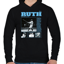 PRINTFASHION Babe Ruth - baseball - Férfi kapucnis pulóver - Fekete férfi pulóver, kardigán